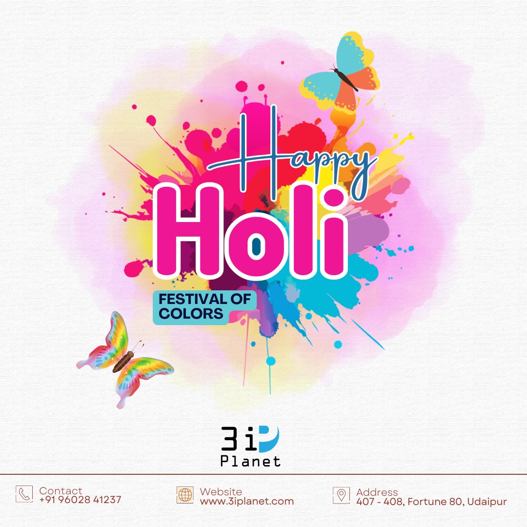 3i Planet wishes you a very Happy Holi
May your life be filled with bright colors, creativity, growth, and digital success. Celebrate the festival of colors with joy, positivity, and new beginnings!
#3iPlanet #HappyHoli2026 #HoliCelebration #FestivalOfColors #UdaipurBusiness
