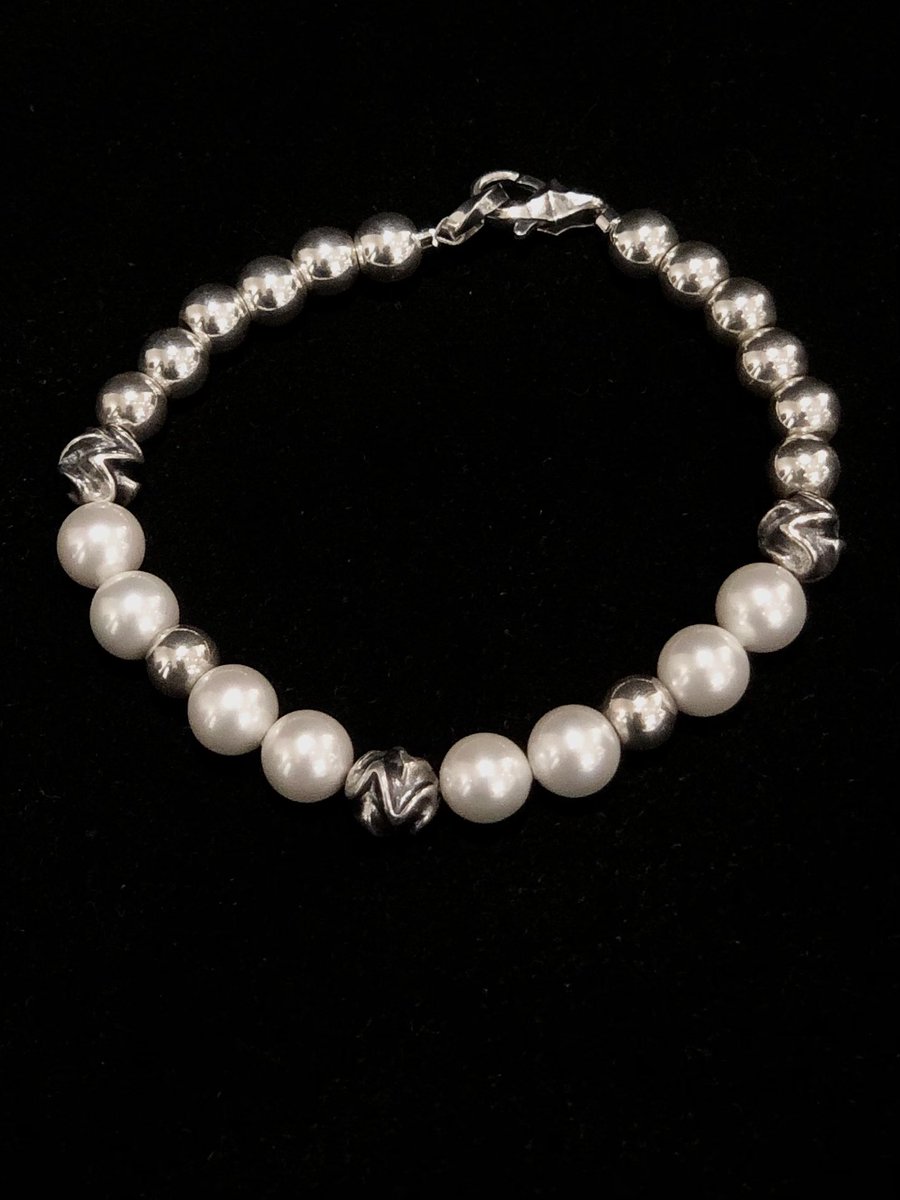 DEAL DESIGN パール シルバーブレスレット こんにちは大金です！ 【RT:PEARL BRACELET】 パールとシルバーの輝き