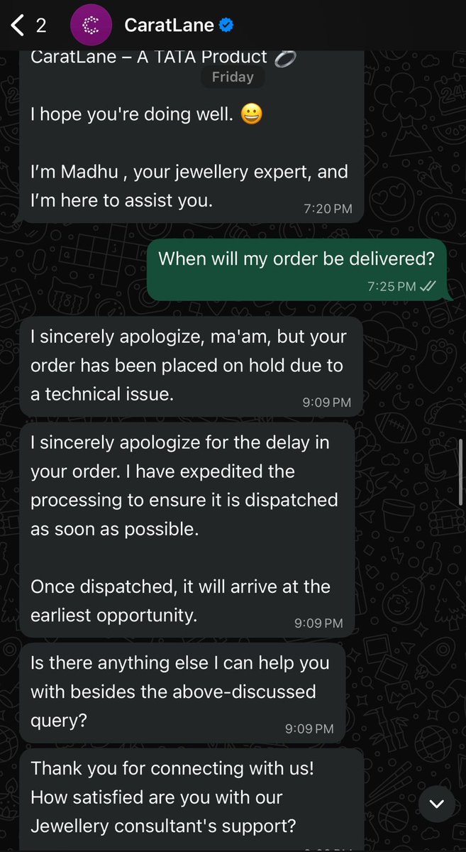 ApoorvMI's tweet photo. @CaratLane Prepaid order HA58B802 (Twinkle Tango Diamond Stud Earrings) promised 19 Feb is still stuck at “Order Received” — no dispatch, no ETA. WhatsApp/calls only repeat “technical issue / syncing / on hold”.
@TitanCompanyLtd @TanishqJewelry @TataCompanies https://t.co/TxERXv2QaW