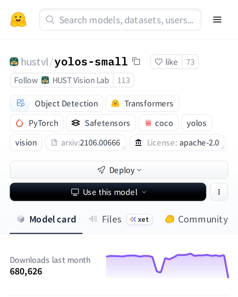 HuggingModels's tweet photo. Meet YOLOS-small: a vision transformer that reimagines object detection. Instead of traditional CNNs, it applies transformer architecture to detect objects in images. This approach brings attention mechanisms to computer vision in a fresh way. https://t.co/tAHu5VTpLf