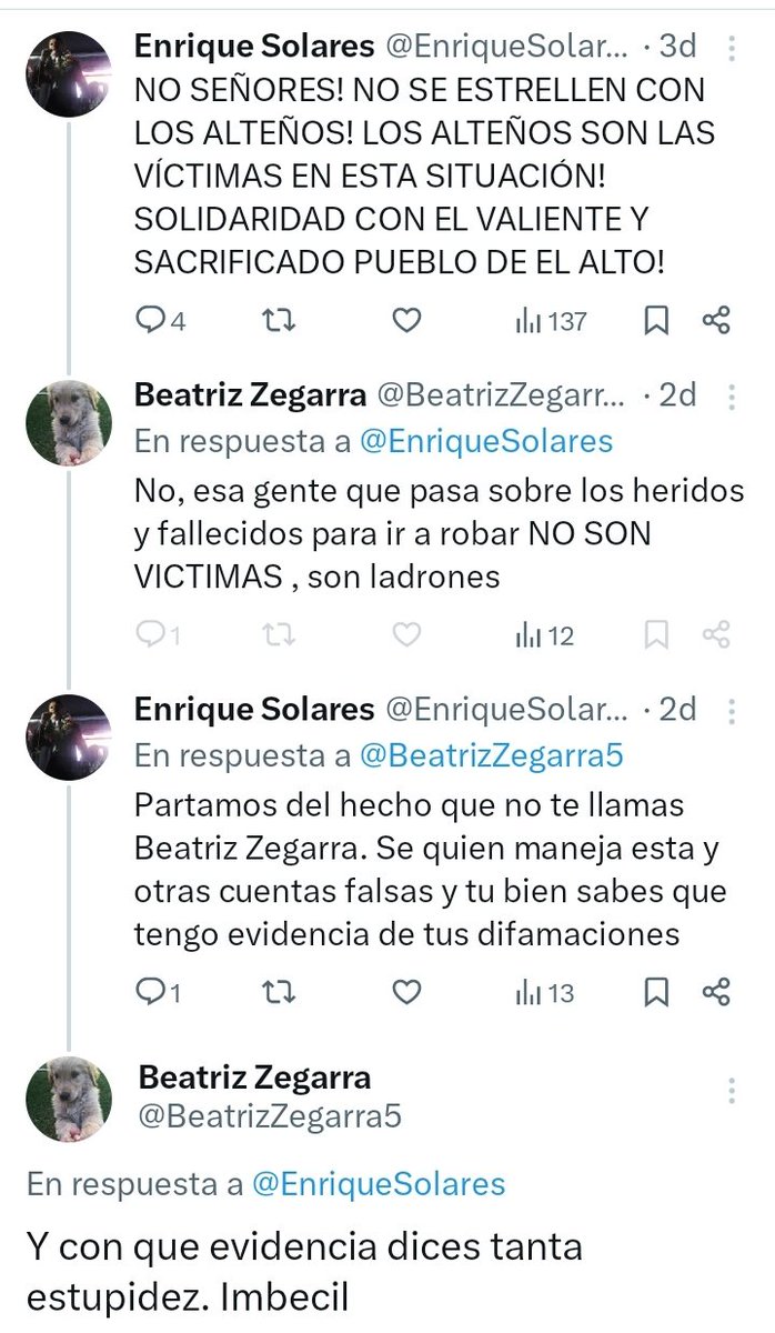 Publico captura como evidencia de esta cuenta falsa que con el mismo nombre falso me ha difamando por WhatsApp. El hecho de haberme bloqueado los comentarios es una confesión. Tengo mayor evidencia documentada en reportes e informes que de ser necesarios haré conocer públicamente