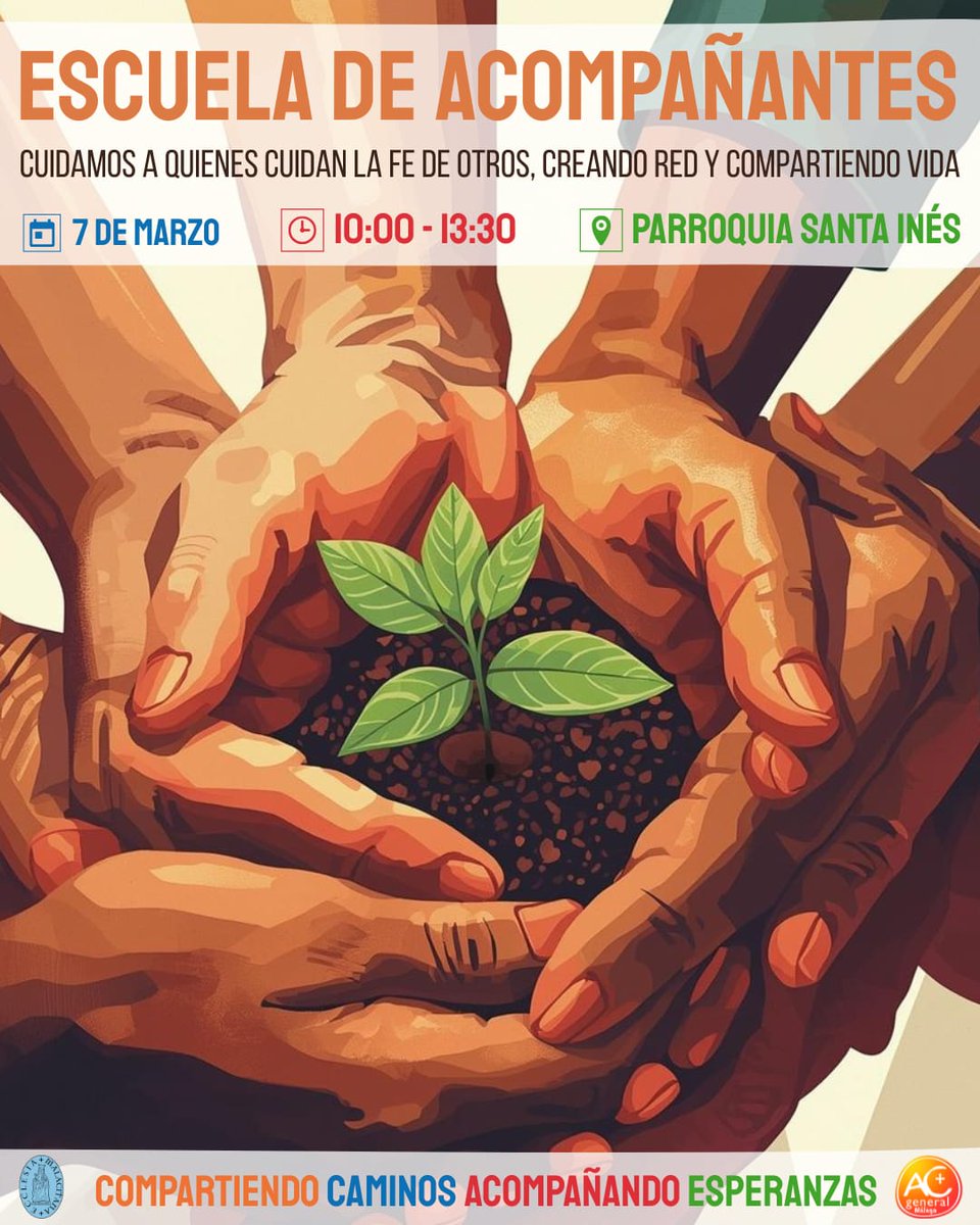 ACGMalaga's tweet photo. 🌱 Escuela de Acompañantes · Última sesión

“Redes de comunión”

El próximo sábado 7 de marzo a las 10:00 h, nos encontraremos en Santa Inés para cerrar este camino compartido.

📆 Sábado 7 de marzo
🕙 10:00 h
📍 Parroquia de Santa Inés

Seguimos caminando 🌱 https://t.co/d8kAAMqteN