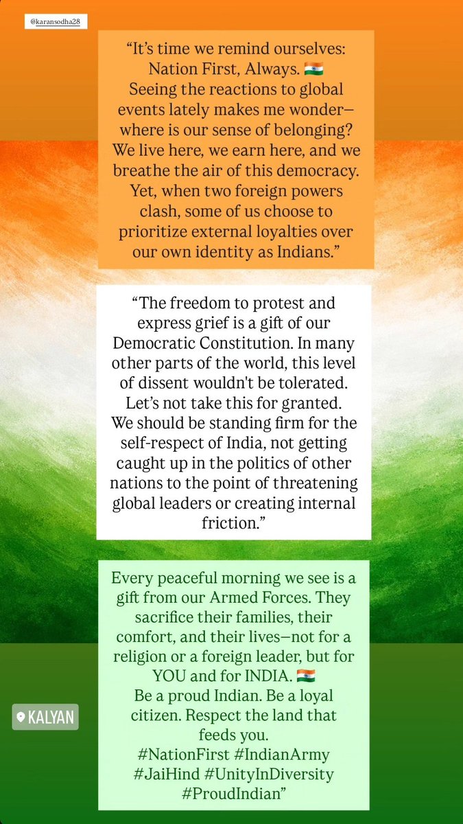 KS_2807's tweet photo. TOOK THIS POST FROM A INSTAGRAM STORY PLEASE READ IT 🙏 #Bharatmatakijai #india #IndianArmy #indian #proudindian https://t.co/hdr5PJpZo8