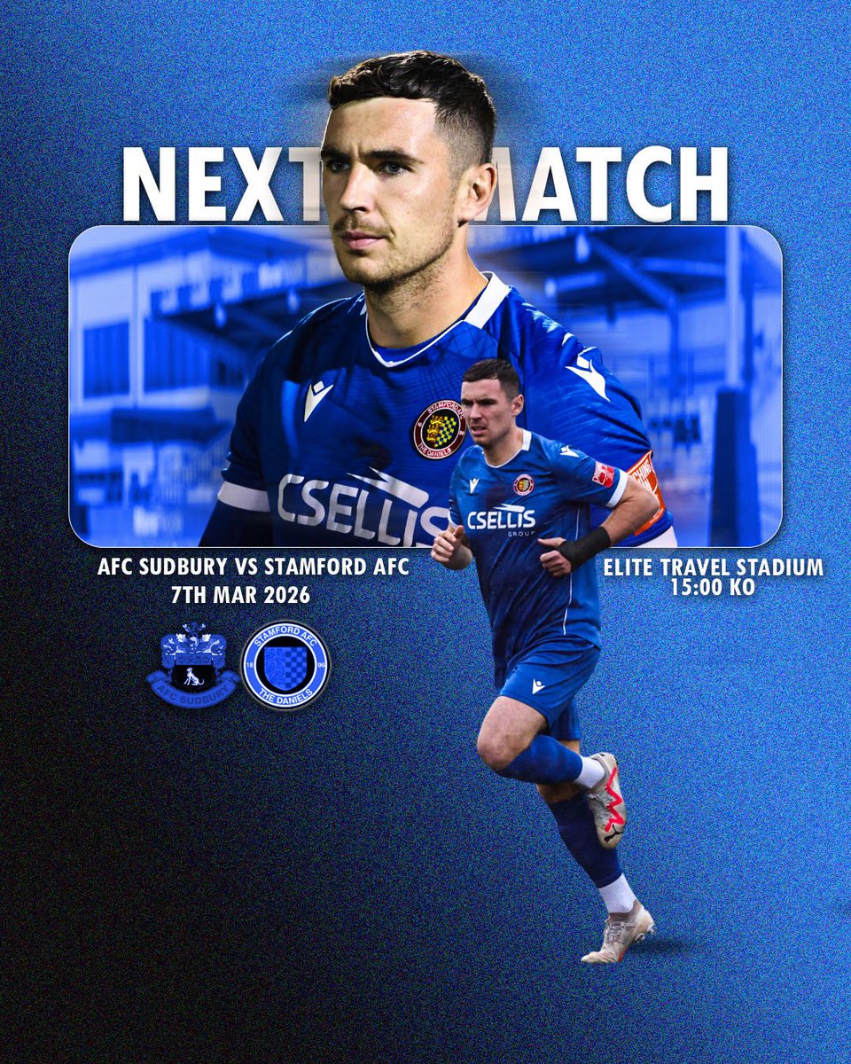 𝐍𝐄𝐗𝐓 𝐌𝐀𝐓𝐂𝐇

The Dannies are back on the road this Saturday following this weekends postponement.

We travel to Suffolk to face AFC Sudbury in a huge clash at the bottom end of the table.

Elite Travel Stadium - 15.00

#BackTheDannies