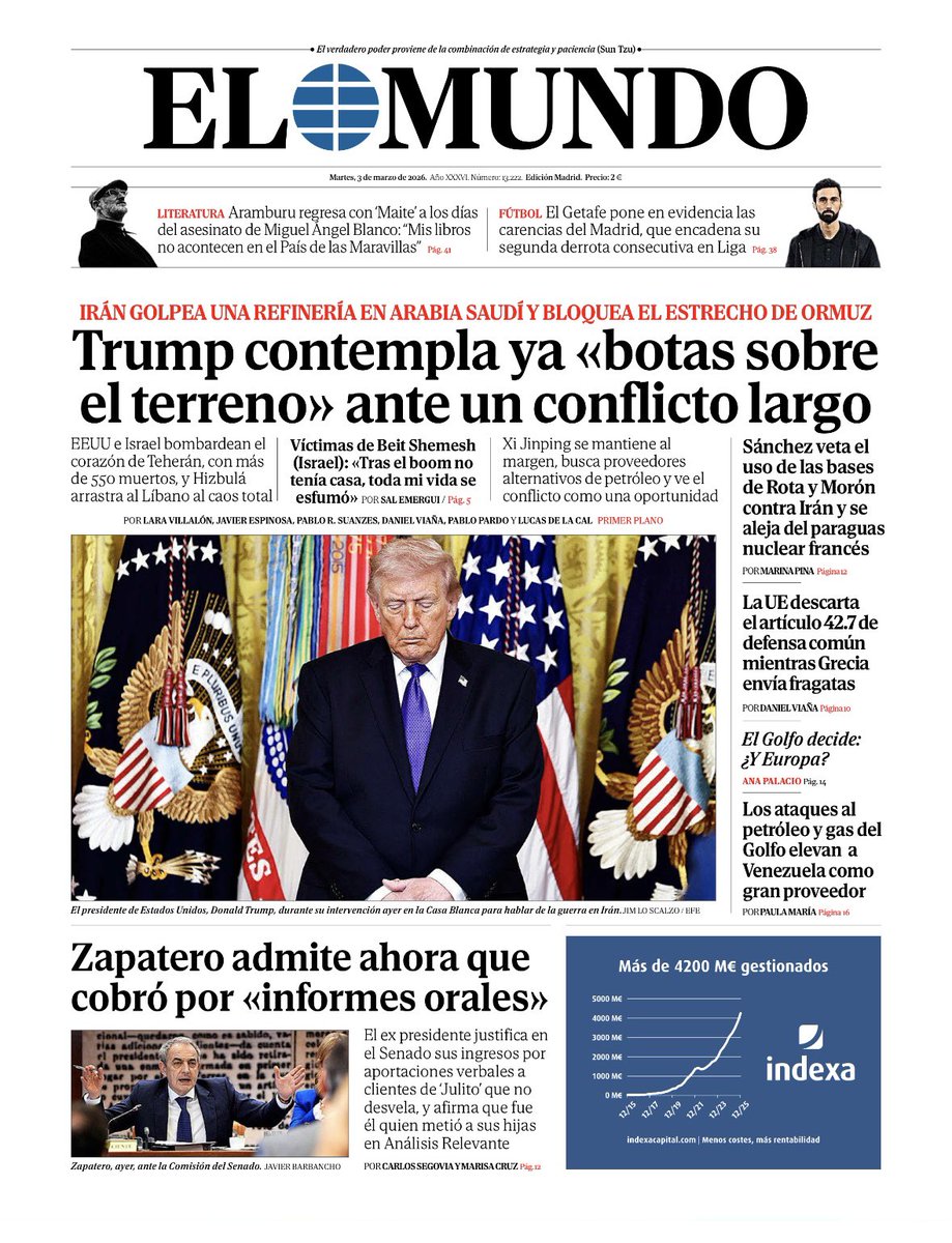 elmundoes's tweet photo. ☕  ¡Buenos días!
📰 La portada de El Mundo https://t.co/acmZXSOA1D