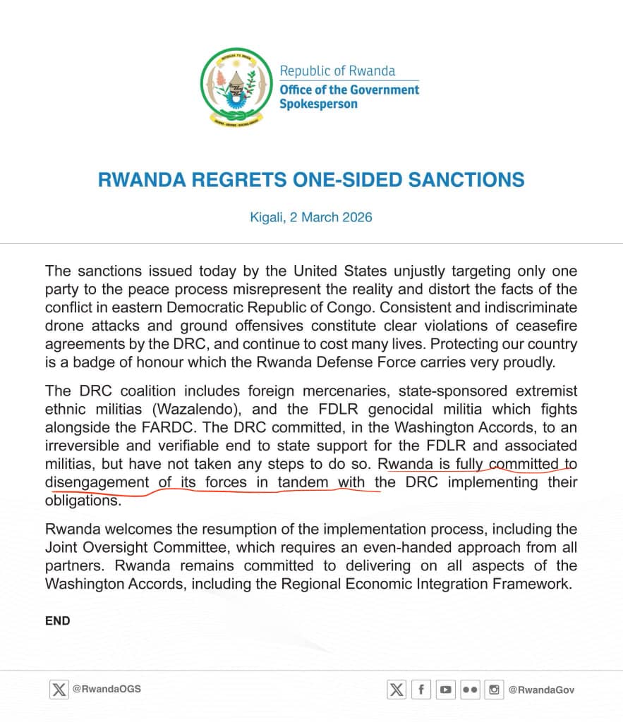 🇷🇼 Sanctions, sanctions  
Paul Kagame, sanctions ;
James Kabarebe, sanctions; 
Officers, sanctions; 
Sanctions for what? 
They are just foolish
Absolutely.

( Paul Kagame)