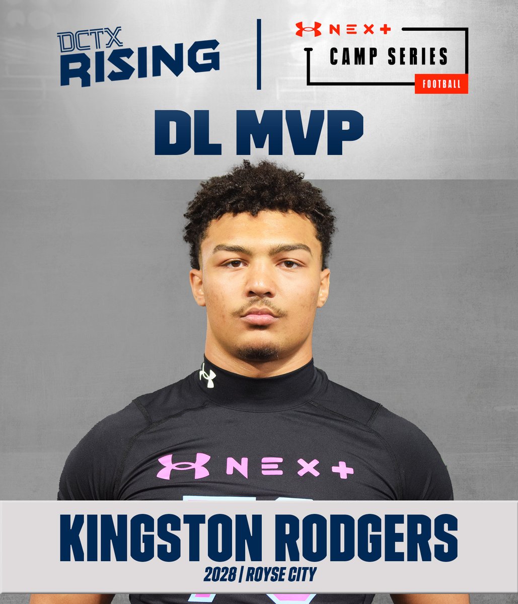 GPowersScout's tweet photo. 🏅MVP🏅

2028 @RC_Bulldogs DE Kingston Rodgers (@KingstonRodgers) took home DL MVP honors at the #UANext Camp in Texas. #TXHSFB

Rodgers hols early offers from Texas State, UTSA and Lamar.

https://t.co/bNV4ZOrn0j https://t.co/qQLOmCzGSQ