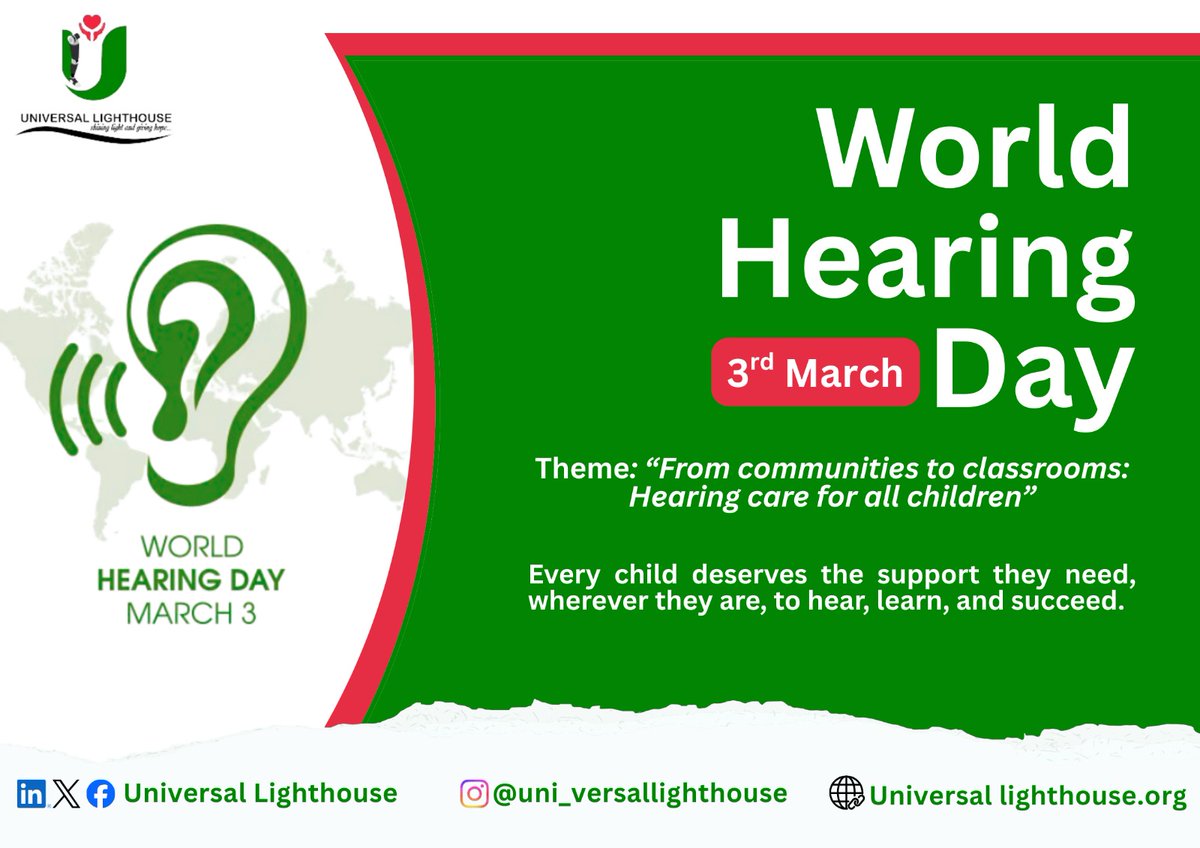 Did you know? According to <a href="/WHO/">World Health Organization (WHO)</a>, 34million children worldwide live with disabling hearing loss.
From communities to classrooms, every child deserves early hearing care, inclusive learning, and equal opportunity.

Hearing care for all children is a matter of equity and  dignity.
