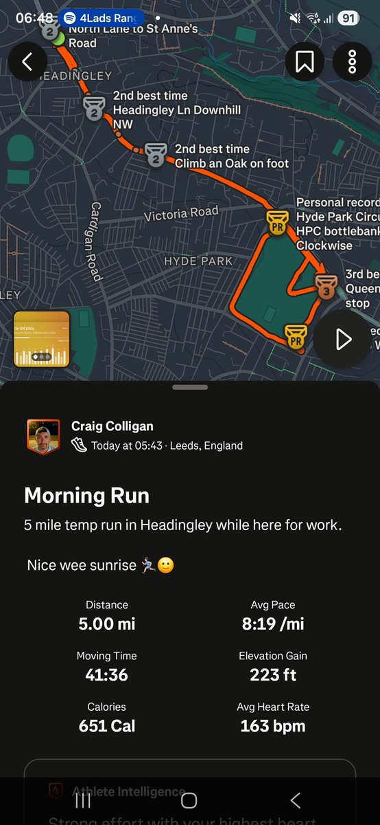 CraigRGNDem's tweet image. 5 mile temp run in Leeds while here for work.

 Nice wee sunrise 🏃🏻‍♂️🙂

#Running #Strava #TempoRun #Leeds #Sunrise