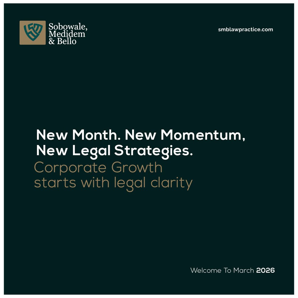 smblawpractice's tweet photo. This month, we’re focusing on helping companies build legally sound foundations for sustainable growth in Nigeria’s evolving business landscape.

If your Company is growing, your legal strategy should evolve too.

Let’s make March the month your business grows legally. https://t.co/4cRQ59tqYY
