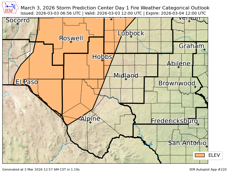 #SPC issues Day 1 Elevated Fire Weather Risk at Mar 3, 6:56z for MAF spc.noaa.gov/products/fire_…