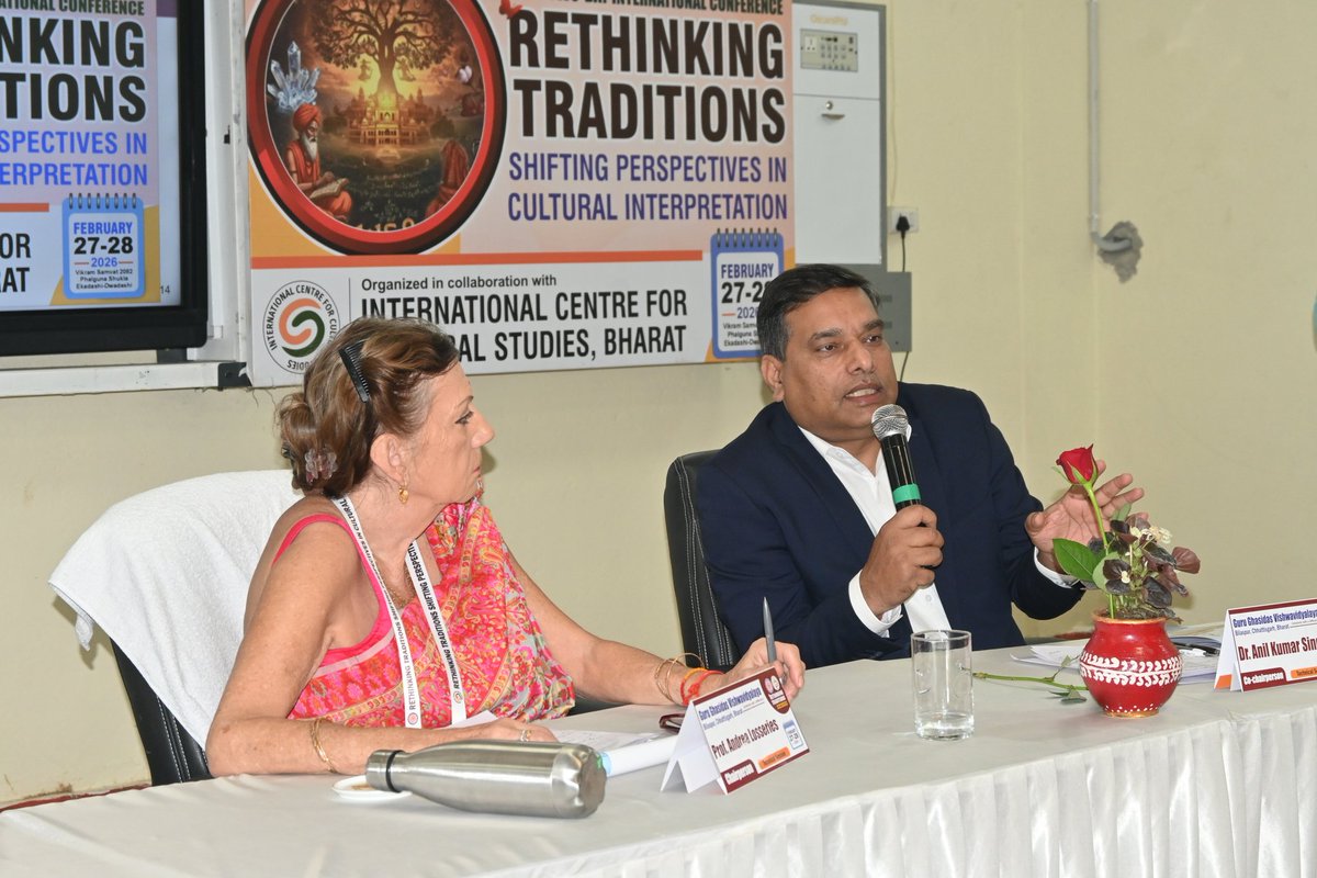 anilaksin's tweet photo. It was an honour and great pleasure to participate and Co-Chair a session in the International Conference on "Rethinking Traditions: Shifting perspectives in cultural interpretation" by ICCS, Bharat at GGV Bilaspur, Chattisgarh on 27-28 February 2026. https://t.co/yJZqnJYCzt