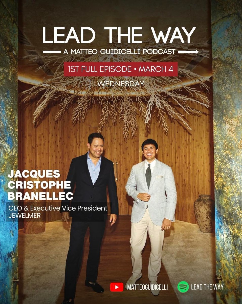 AshMatt_intl's tweet image. Jacques Christophe Branellec of Jewelmer joins Lead the Way for its 1st episode airing tomorrow, March 4!

 🎧 Spotify: LEADTHEWAY
 ▶️ YouTube: youtube.com/@MatteoGuidice…

Follow the Instagram account for updates: 
instagram.com/leadtheway.pod…

#MatteoGuidicelli #LeadTheWay