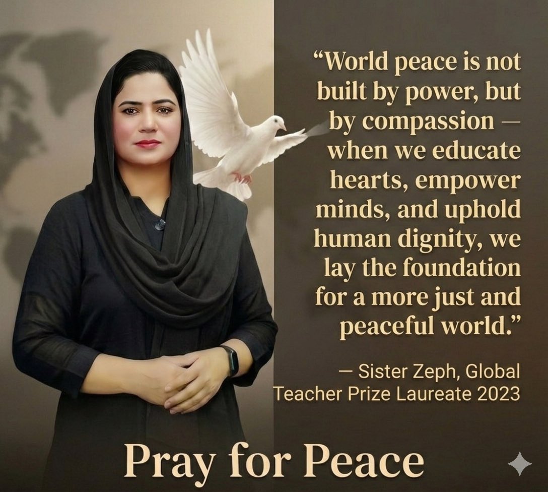 SisterZeph's tweet image. Today, we lift our hearts in a heartfelt prayer for peace 
#sisterzeph #zweefoundation #GlobalSolidarity 
#PrayForPeace #PeaceForAll
#StandForPeace
#GlobalUnity
#EducationForHarmony
#VoicesForPeace
#HopeAndHealing