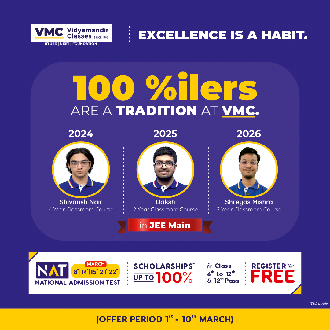 VmcLearning's tweet photo. 🌟 Excellence isn’t by chance. It’s a habit at VMC. 
100 percentilers year after year — you could be next!📚
Why wait? Register FREE for NAT and unlock your true potential.🚀
.
Free Registration👉 https://t.co/o6VFaKFgMz
.
#VMCNAT2026 #FreeRegistration #HoliSpecial #HoliOffer https://t.co/ogyqRmag2j