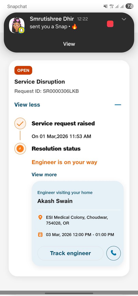bikashKMB's tweet photo. What an worst service by @JioCare  @reliancejio  they just gives the service of fiber connection but when the issue came no engineer comes at the time they only do rescheduling and they also dont give contact number of the engineer also poor service dont use it disconnect it . https://t.co/H4AMr9ivdc