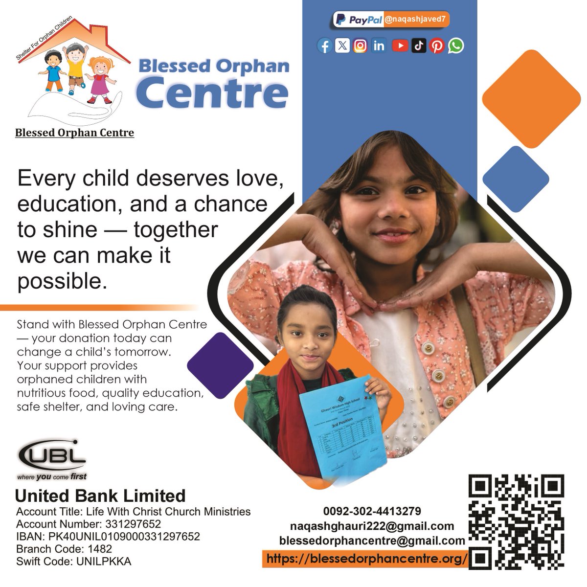 CentreBlessed's tweet image. Every child deserves love, education, and a chance to shine — together we can make it possible. 
Stand with Blessed Orphan Centre — your donation today can change a child’s tomorrow. 
 blessedorphancentre.org
#SupportInNeed #childwelfare #viralpost2025シ2025 #viralpost2026