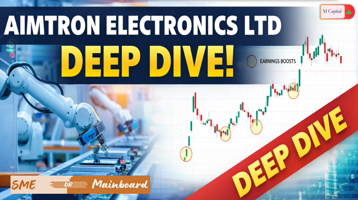 MCapital_In's tweet image. #AimtronElectronics: Why an SME Company Looks Like a Mainboard Company (But Isn't)

Deep dive into the story of @aimtronindia Aimtron Electronics Ltd. as our equity research team member @LawofInvesting explores a rising star in India's Electronic System Design and Manufacturing