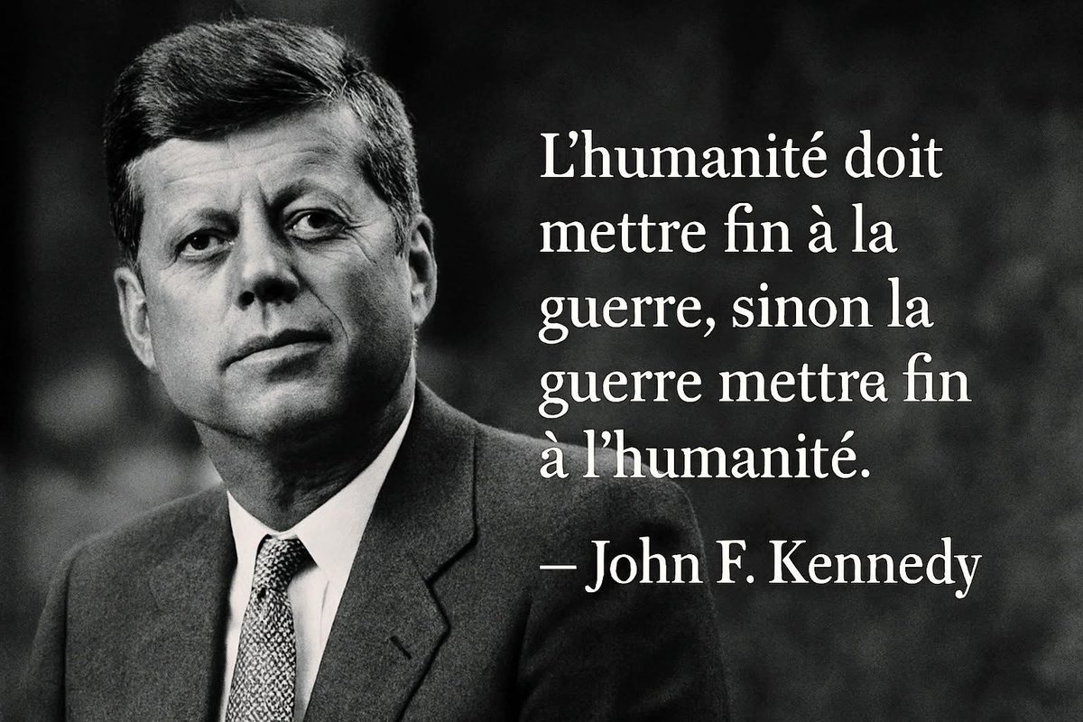 NELLYTSHELAMUT's tweet photo. Lâ#humanitĂ© doit mettre #fin Ă la #guerreâŠ
Sinon, ce sera la guerre qui mettra fin Ă lâhumanitĂ©âŠ
Une dĂ©claration, une pensĂ©e cĂ©lĂšbre de John F. Kennedy, dâune luciditĂ© prophĂ©tique⊠et dâune #actualitĂ© saisissante.
Ă chaque conflit, ce nâest pas seulement des frontiĂšres qui tremblentâŠ
ce sont des #générations qui #vacillent.
La guerre ne détruit pas uniquement des villes,
elle #éteint des #avenirs.
Si nous ne cultivons pas la #paix dans nos #décisions,
dans nos #paroles,
dans nos #choix quotidiensâŠ
nous préparons silencieusement des lendemains en cendres.
Ne subissons pas lâhistoire.
Ăcrivons-la autrement.âđœ
#Paix
#Responsabilité
#Leadership
#Humanité
#NeSubisPasTonEpoqueEclaireLa
#AcadémieADOL