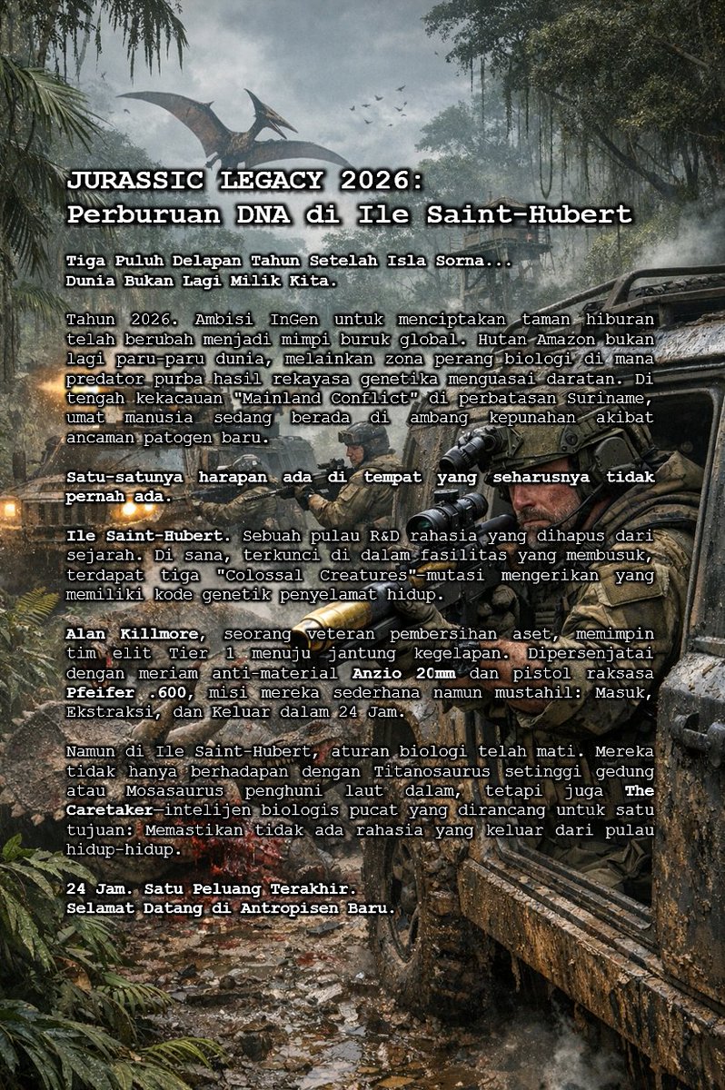 JURASSIC LEGACY 2026: 
Perburuan DNA di Ile Saint-Hubert

wattpad.com/story/40855112…