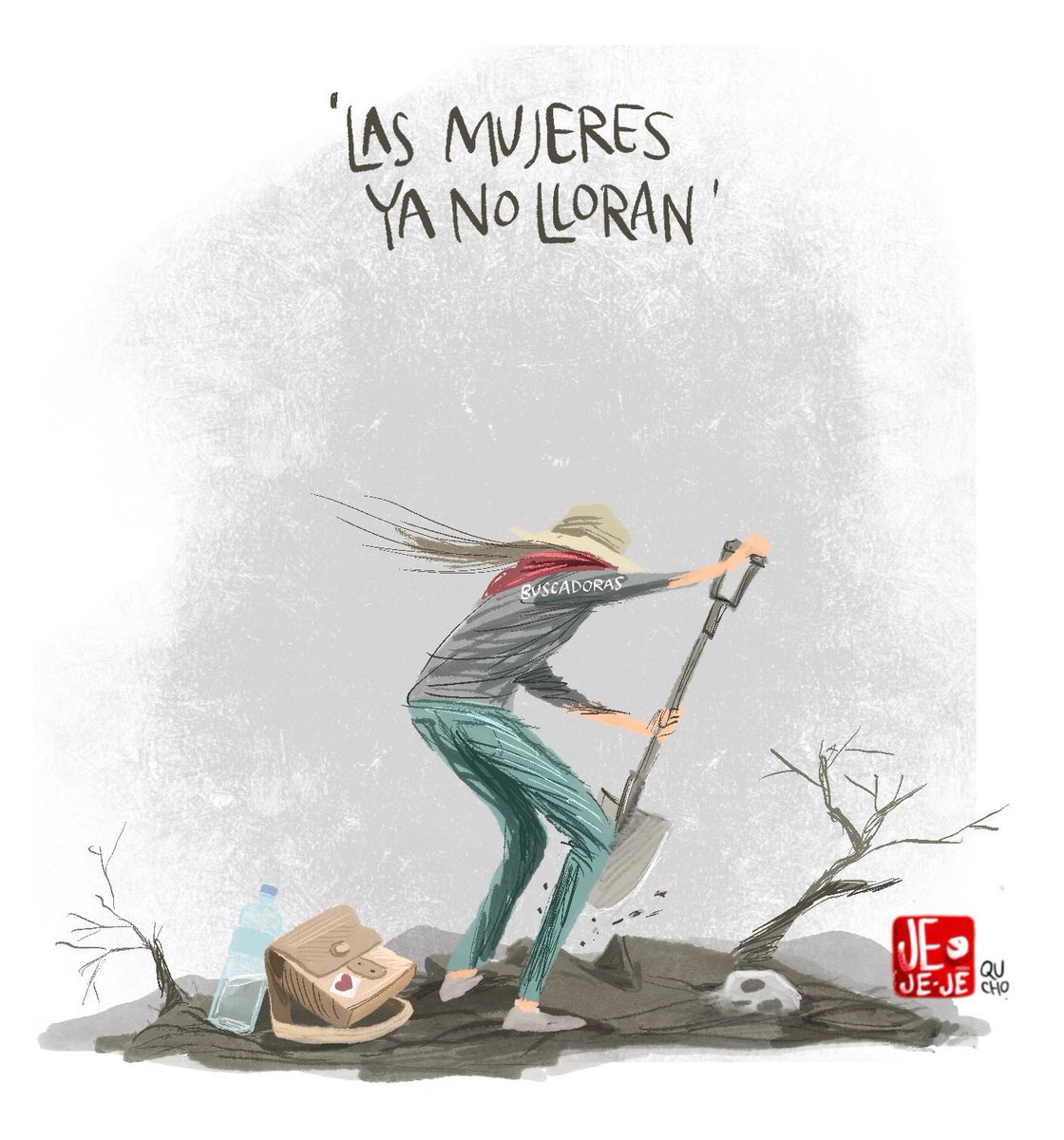 jejejepolitico's tweet photo. Las mujeres ya no lloran”, dicen desde el templete.

Mientras tanto, en el monte, las madres buscadoras cambian el llanto por pala y varilla.
No porque ya no duela…
sino porque el Estado no busca.

Por @qucho 

#jejejepolítico https://t.co/iWq8n2IAb0