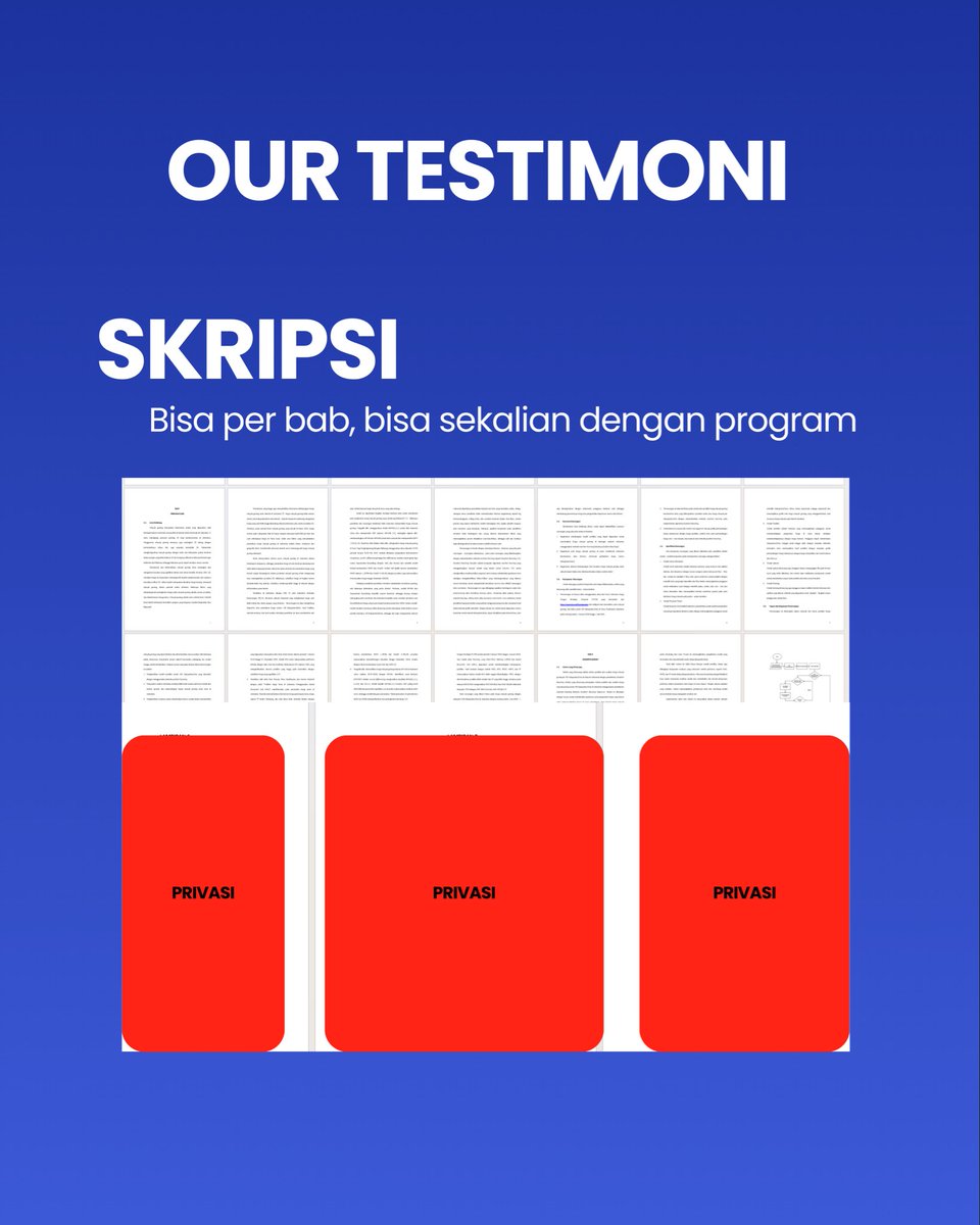 jokipostercepat's tweet photo. joki skripsi (bisa per bab), paper, tugas kuliah IT, poster fast joki tugas it
boleh depo dlu
konsult dlu kirim requirement lengkap dan deadline
https://t.co/STpJHFCBII

#jokiskripsi
#jokipaper
#jokiskripsiIT
#jokimachinelearning
#jokidata
#jokiNLP
#skripsiNLP https://t.co/o09R5Qi3YA