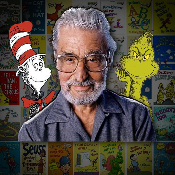 iShowTunes's tweet photo. Birthday Remembrance ~ #TheodorSeussGeisel/Dr. Seuss (1904-1991)
American Author, Political Cartoonist, Poet & Animator best-known for Authoring 60+ #ChildrensBooks under the pen-name #DrSeuss.
#FACT: Seuss is pronounced to rhyme w/ "voice"...NOT w/"loose," as it commonly is. https://t.co/yLvw3eLjVe