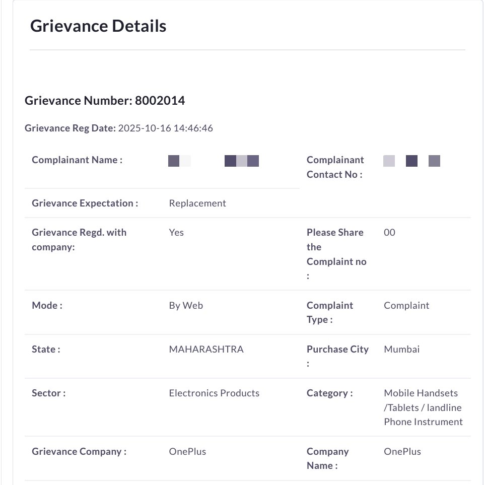 Prasadpk050's tweet photo. @OnePlus_IN @OnePlus_Support
​On Nov 25, you officially committed to a “Free of cost Mainboard replacement” for my 8T on the Govt Grievance portal (Grievance #8002014)
​Now, you’ve backtracked to a 40% discount claiming "no assurance" was given.@jagograhakjago @consumercourtin https://t.co/CR9qfKqK8z