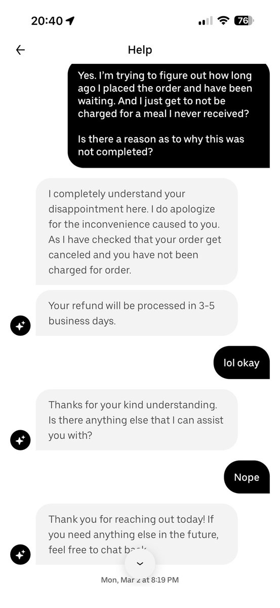 HonestlyChalah's tweet photo. No explanation. No accountability.

Back to @DoorDash I go. At least they own it when something goes wrong. 😒 https://t.co/Ht9ag4KeES