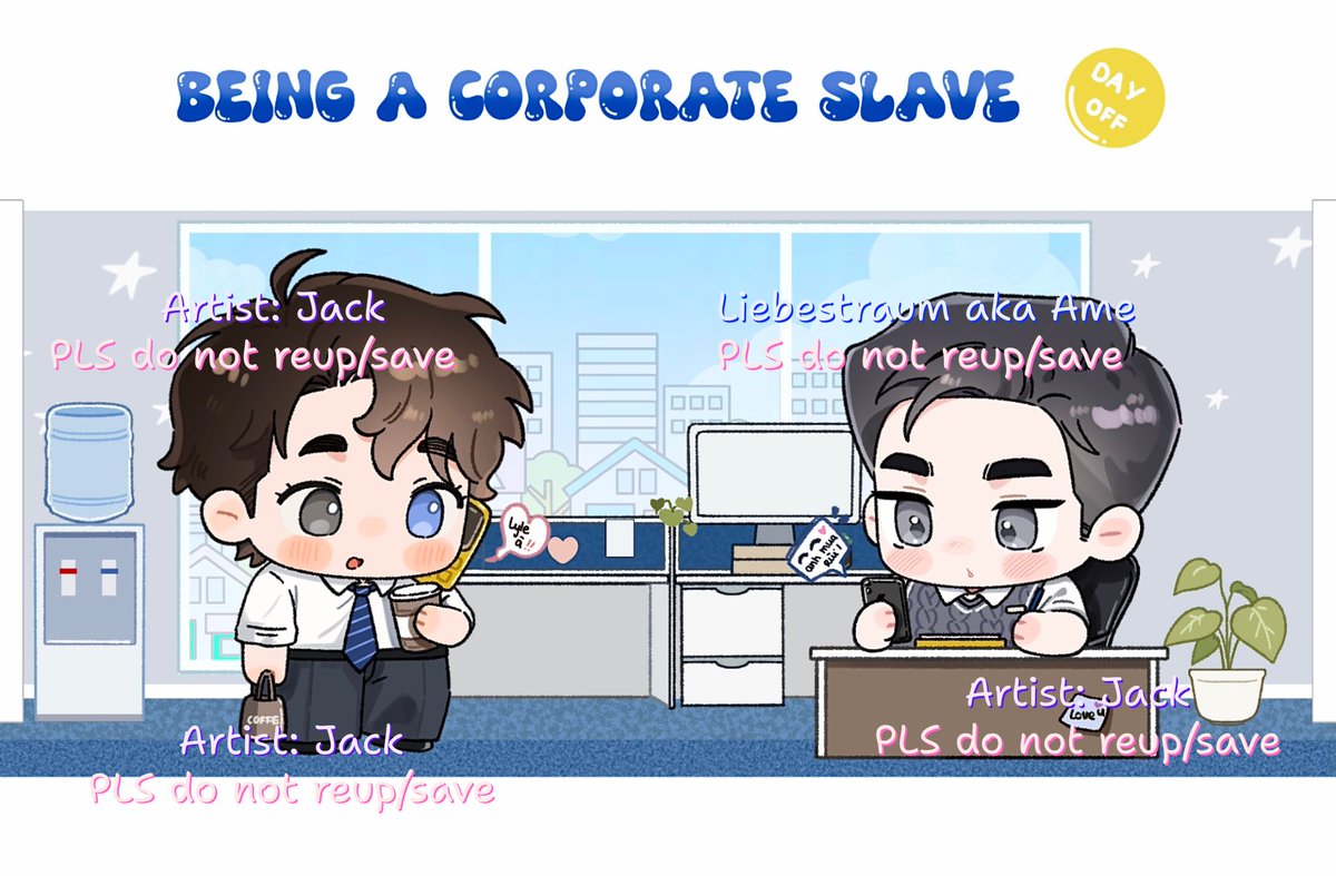 Lin62422625's tweet photo. Two dedicated office bees reporting for duty 🐝

Artist: @Idledog2104 

PLS do not reup/save 
#DTR #디티알 #DefineTheRelationship #AshJones #KarlyleFrost https://t.co/yjI49SRQBD