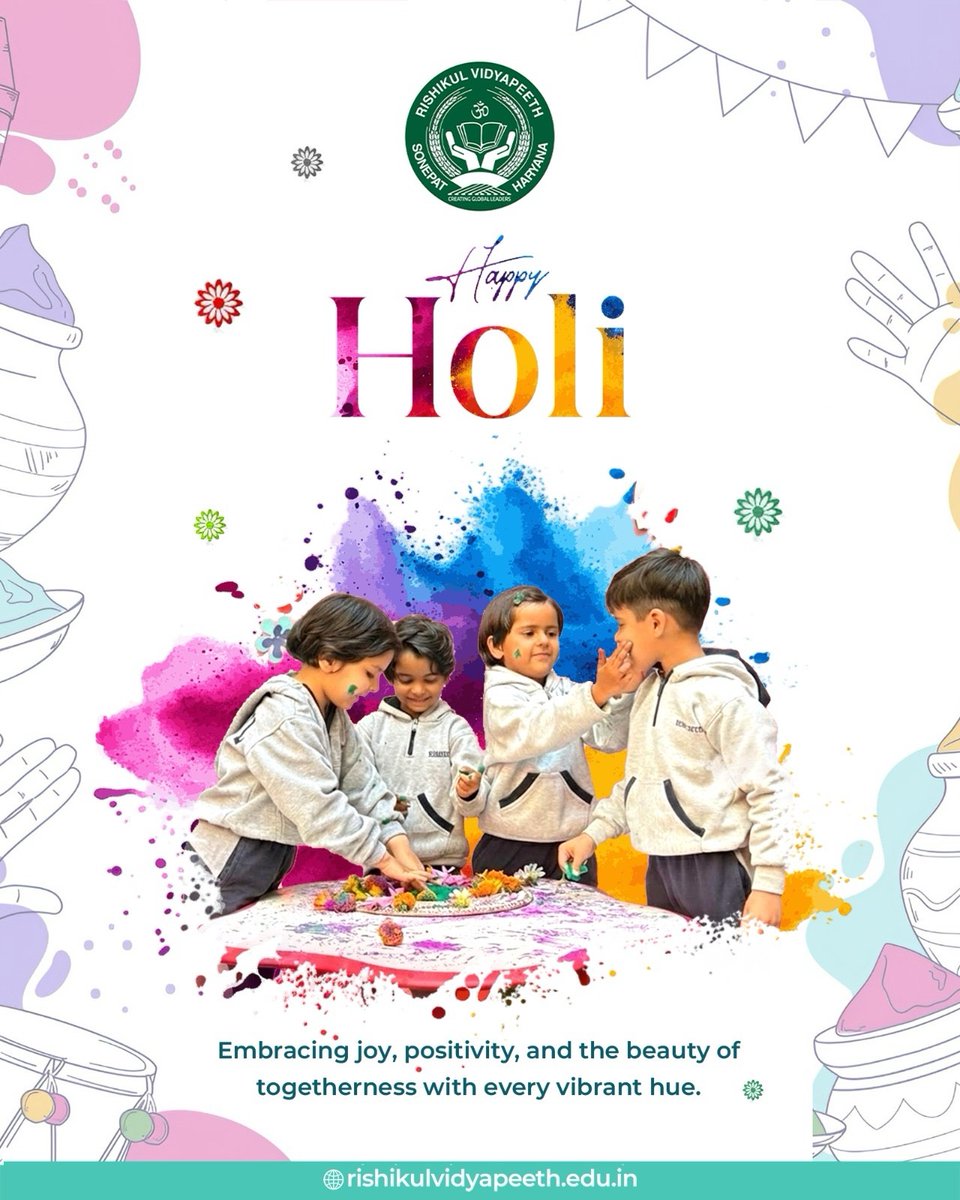 rishikulvp's tweet photo. Wishing you a Holi filled with vibrant colors, joyful moments, and hearts full of positivity.
May this festival paint your life with happiness, harmony, and new beginnings. 🌸💛

Happy Holi from Rishikul Vidyapeeth! https://t.co/7k7Hh5Hbmx