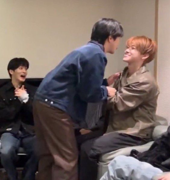 He was so happy to be threatened with a kiss