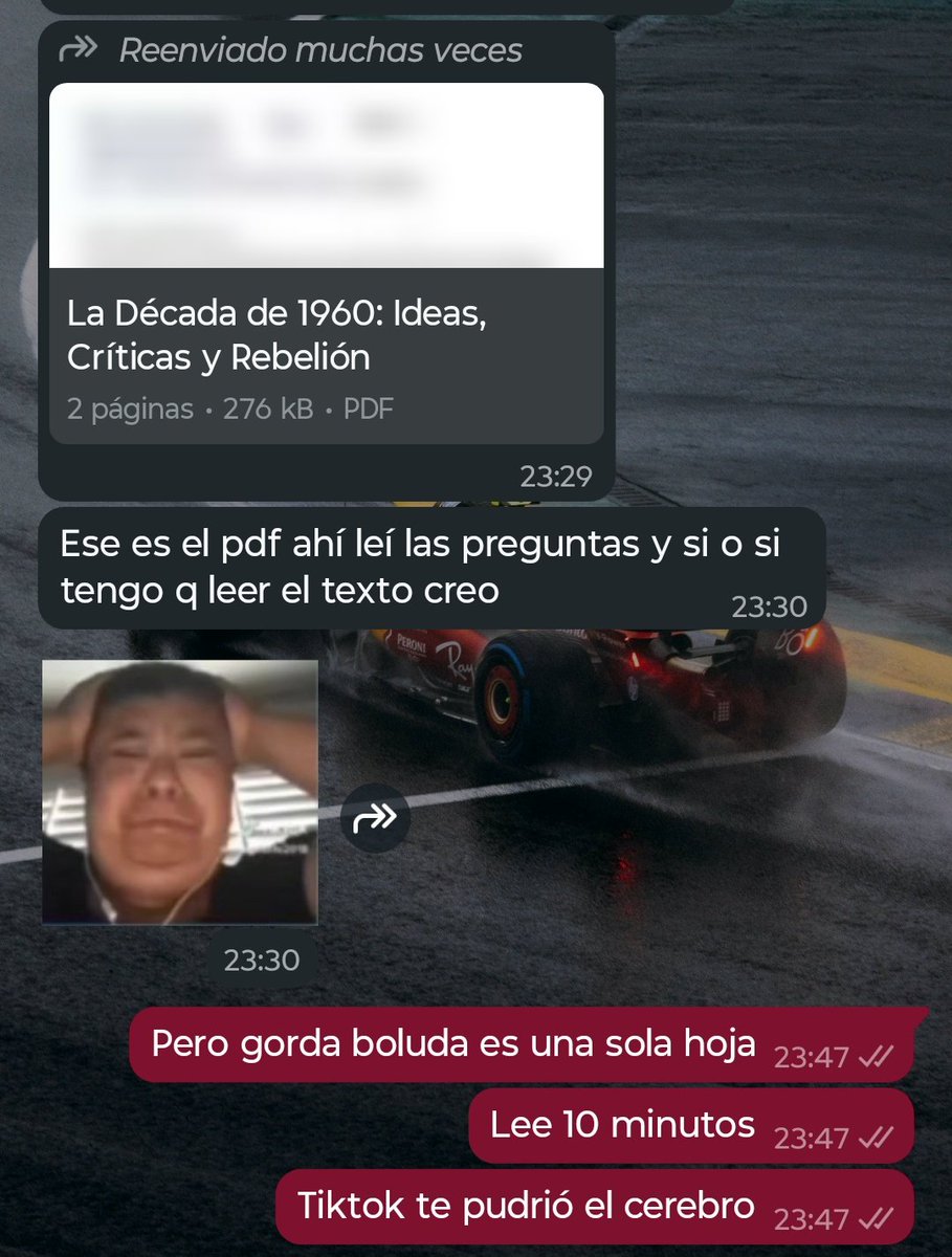 Me mata mi prima pidiéndome que le pida a chat gpt que le resuelva el tp y el tp es una sola hoja de texto y 5 preguntas cortas.
Generación de Pendejos vagos