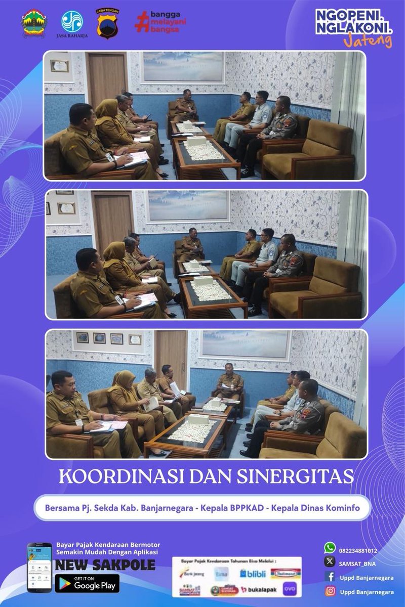 SAMSAT_BNA's tweet photo. Koordinasi dan Sinergitas Kepala UPPD Banjarnegara Bersama Pj. Sekda Kab. Banjarnegara, Kepala BPPKAD dan Kepala Dinas Kominfo Kabupaten Banjarnegara pada hari Senin, 02 Maret 2026 https://t.co/NGUaIJXwxZ