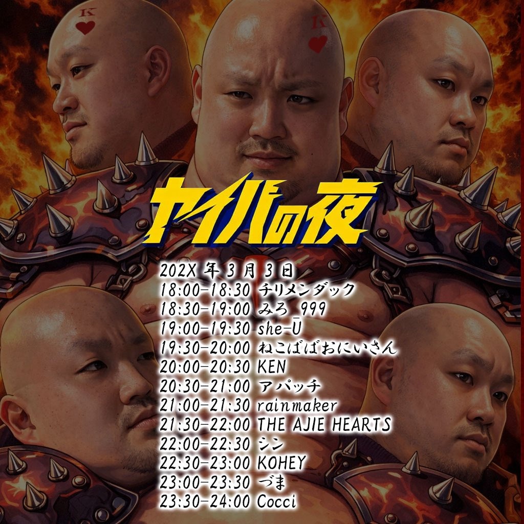 本日はお馴染みヤイバの夜に出演しますよ～
和気あいあいとしたオールジャンルイベントです～