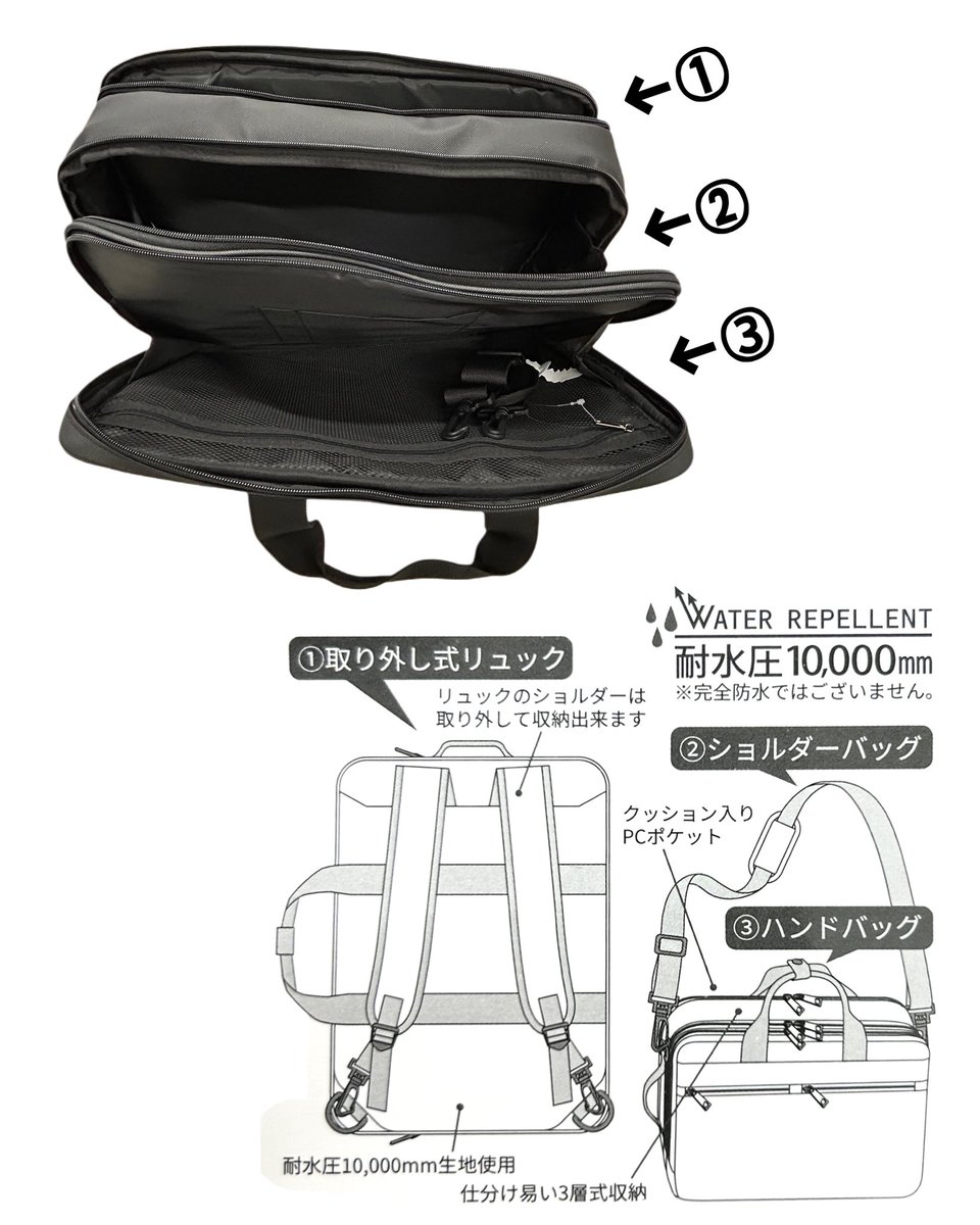 🆕商品入荷のお知らせです🆕 雨でも安心😮‍💨多収納のすごいバッグ