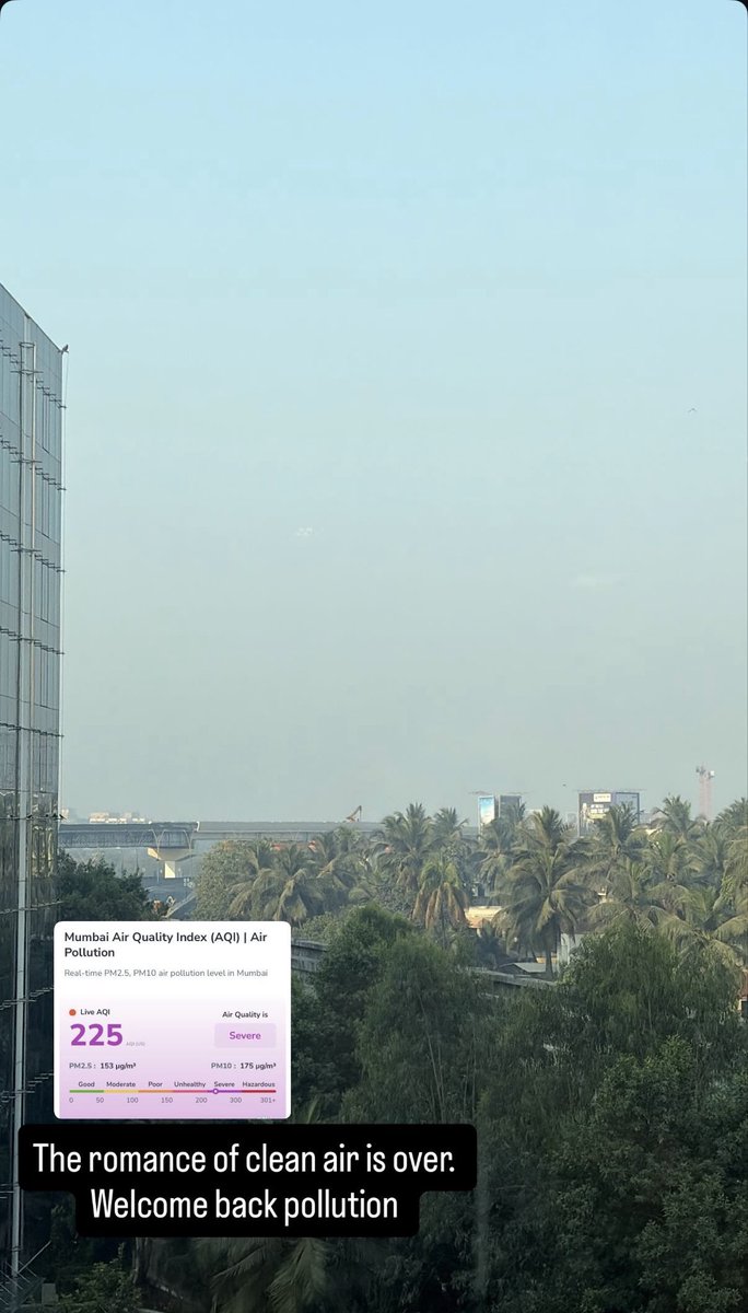 sharinbhatti's tweet photo. The romance of clean air is gone. Welcome back pollution https://t.co/sh0MkEfCq4