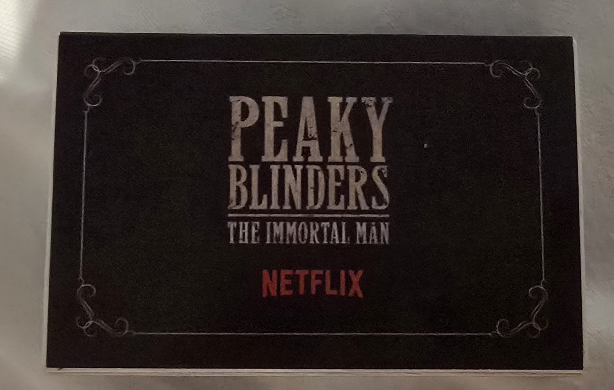 peskyblunders's tweet photo. Bits and pieces from the after party for Peaky Blinders: Immortal Man. Matches, beer mats, menu and playing cards, to say nothing of the free bar and lovely canapés. @NetflixUK really pushed the boat out. https://t.co/2S8Gflp4OZ