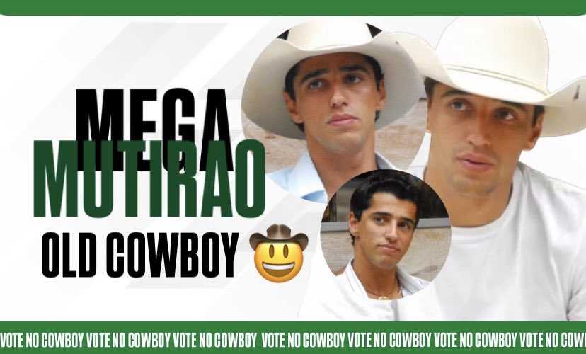 MEGA MUTIRÃO OLD COWBOY 🤠 

META: 20 MIL RESPOSTAS 

A CADA 10 VOTOS FAÇA UM COMENTÁRIO! 

TERMINA AS 02H! 

VOTE APENAS NO COWBOY: gshow.globo.com/realities/bbb/…
