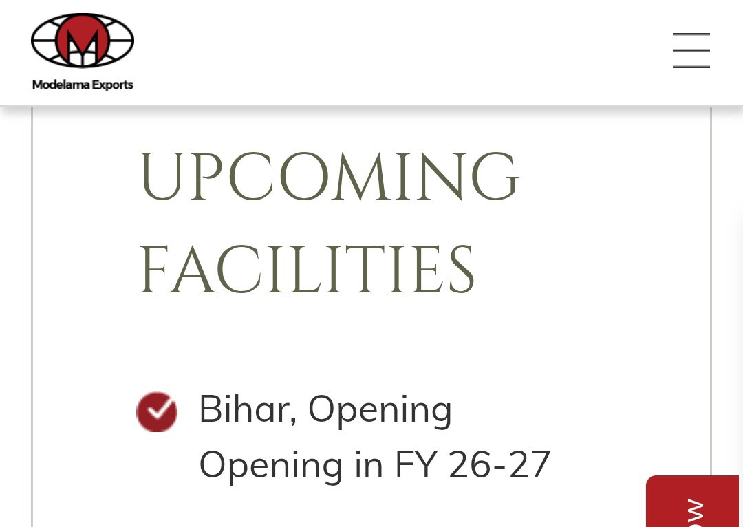 Delhi's renowned garment company Modelama Export Pvt. Ltd. is now set to create its new identity in Bihar. 👕

The company is about to start its 14th factory unit in the Bela Industrial Area of Muzaffarpur.

Currently, the company has around 13,000 employees working, and with
