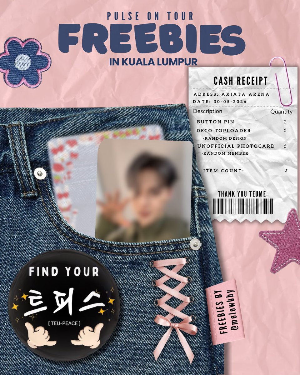 ˚.⋆🎀༘ . ˚ PULSE ON FREEBIES IN KL˚.🎀༘⋆.˚

By: <a href="/melowbby/">Nèyss ؛ଓ</a> 

✿ Limited quantity (fcfs, 1:1)
✿ Open for trade
✿ Deco toploader &amp; unofficial pc are random
✿ Rt &amp; like are very appreciated
✿ Kindly tag me if you get it 

#PULSE_ON_IN_KL #TREASUREinKL
