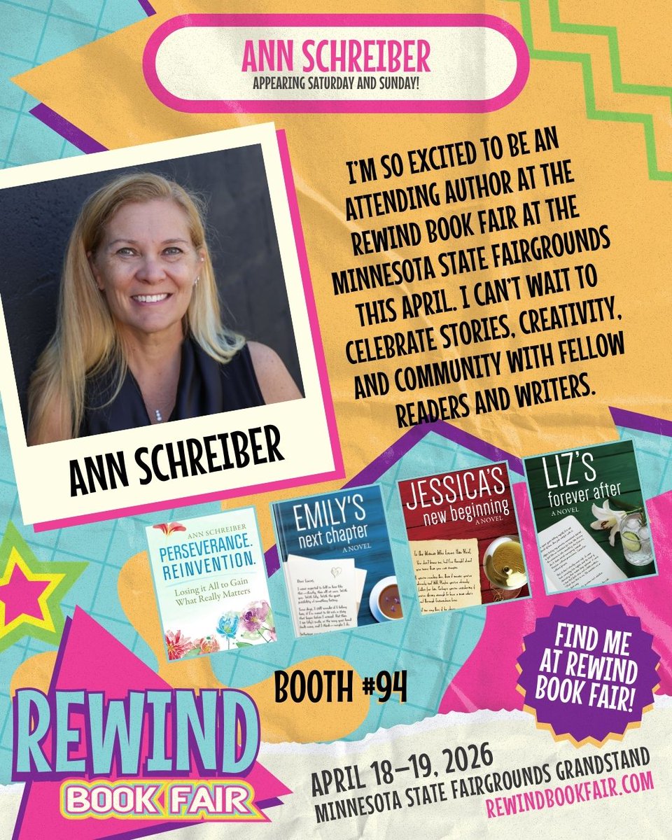 Woo-hoo! I’ll be an attending author at the Rewind Book Fair at the Minnesota State Fairgrounds, April 18–19 (11–5 both days)! 

Come say hi, grab a signed book, and celebrate stories, creativity, and community with us.