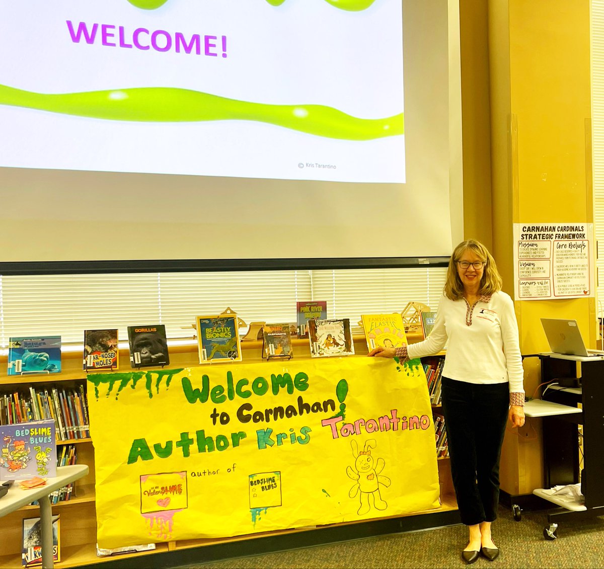 CarnahanLibrary's tweet photo. Author Kris Tarantino visited with our lower grade Cardinals. @NISDCarnahan @NISDLib #authorvisit #schoollibraries https://t.co/i9eXYzhUEz