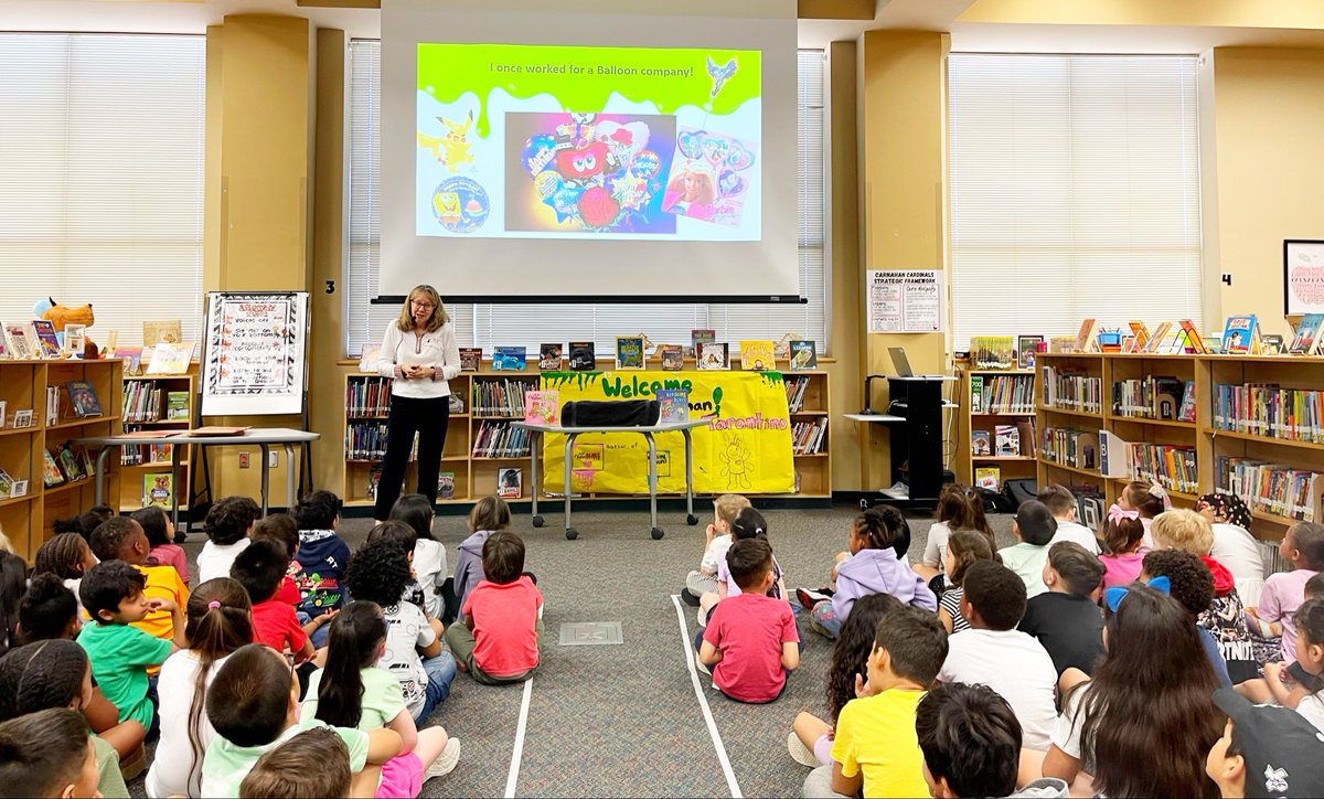 CarnahanLibrary's tweet photo. Author Kris Tarantino visited with our lower grade Cardinals. @NISDCarnahan @NISDLib #authorvisit #schoollibraries https://t.co/i9eXYzhUEz