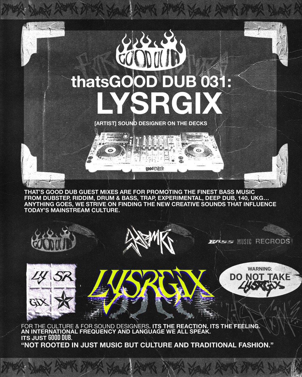 IMSOBLASTED1's tweet photo. Lysrgix 

on good dub. 

This Wednesday @gooddub_bmc https://t.co/HCeL9YZ3gx
