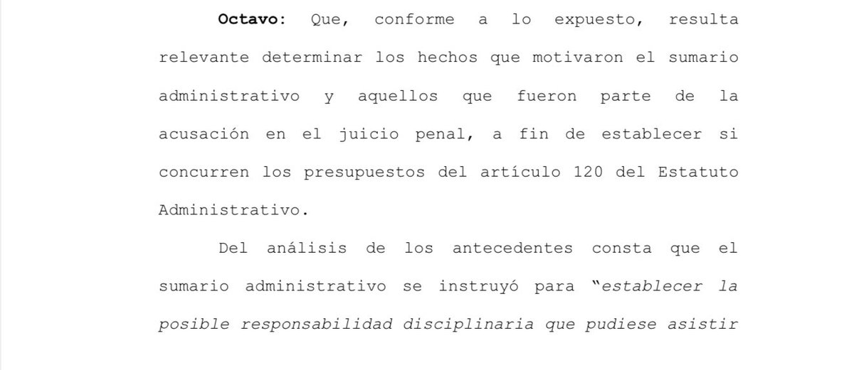 LLeguleya's tweet photo. CS (Rol 17447-2025 3.2.2025) Sumario Administrativo: Al ser los hechos del sumario los mismos por los que se le juzgó y absolvió e sede penal, procedía que Gendarmería lo reintegrara en virtud del art. 120 del Estatuto Administrativo. Prevención Min Matus y Ruz https://t.co/J8sIJDaUaP