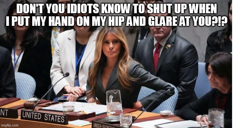 YourAnonNews's tweet photo. The USA is running out of people to represent the USA so they put Melania in front of the UN lol.
Holy shit, this timeline is cooked. https://t.co/OtFXUWD6En