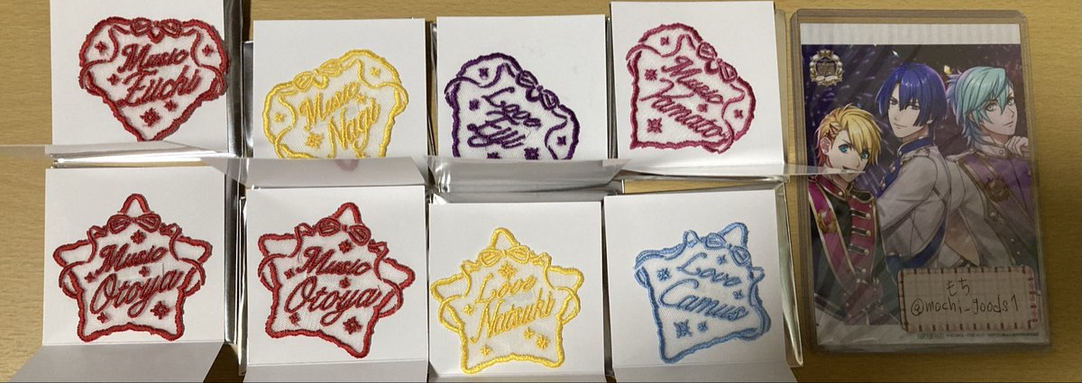 mochi_goods1's tweet photo. うたプリ　ASSHC 交換

譲：音也、那月、トキヤ、レン、セシル、嶺二、蘭丸、カミュ、瑛一、ナギ、瑛二、大和(画像参照)

求：缶バッジ　真斗、翔
リング　翔＞真斗
チャーム　真斗＞翔
特典　真斗、綺羅1

まとめて優先、特典はまとめてのみ。固定必読。お気軽にお声掛けください。 https://t.co/AZCTPTSeve