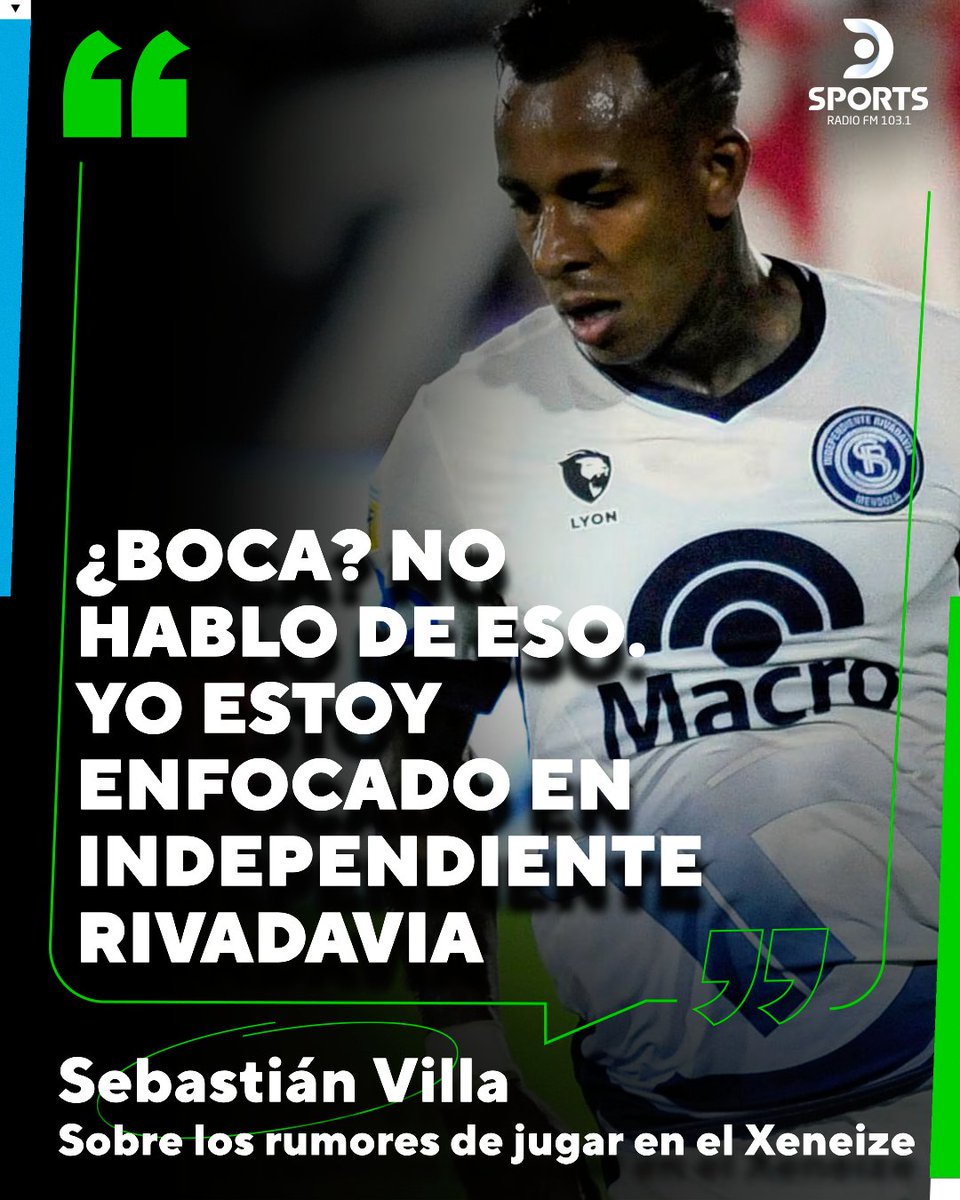 DSportsRadio's tweet photo. "Veremos a mitad de año qué pueda pasar" ⌛️

Sebastián Villa, sobre la posibilidad de jugar en Boca 🎙️