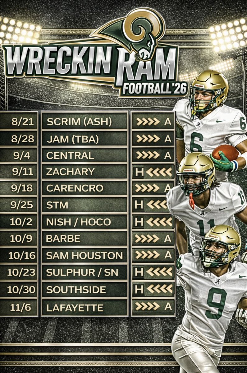 TheWreckinRams's tweet image. 2026 Wreckin Ram Football #schedule #letsgo #wreckinramfootball